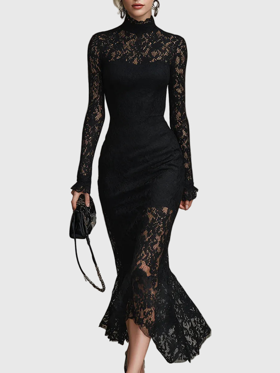 Elegant Lace Fishtail Maxi Dress