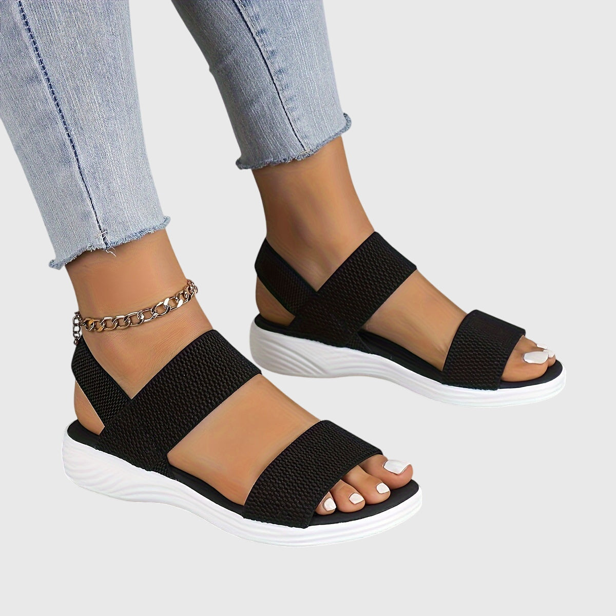 Chic Elastic Strap Sandals