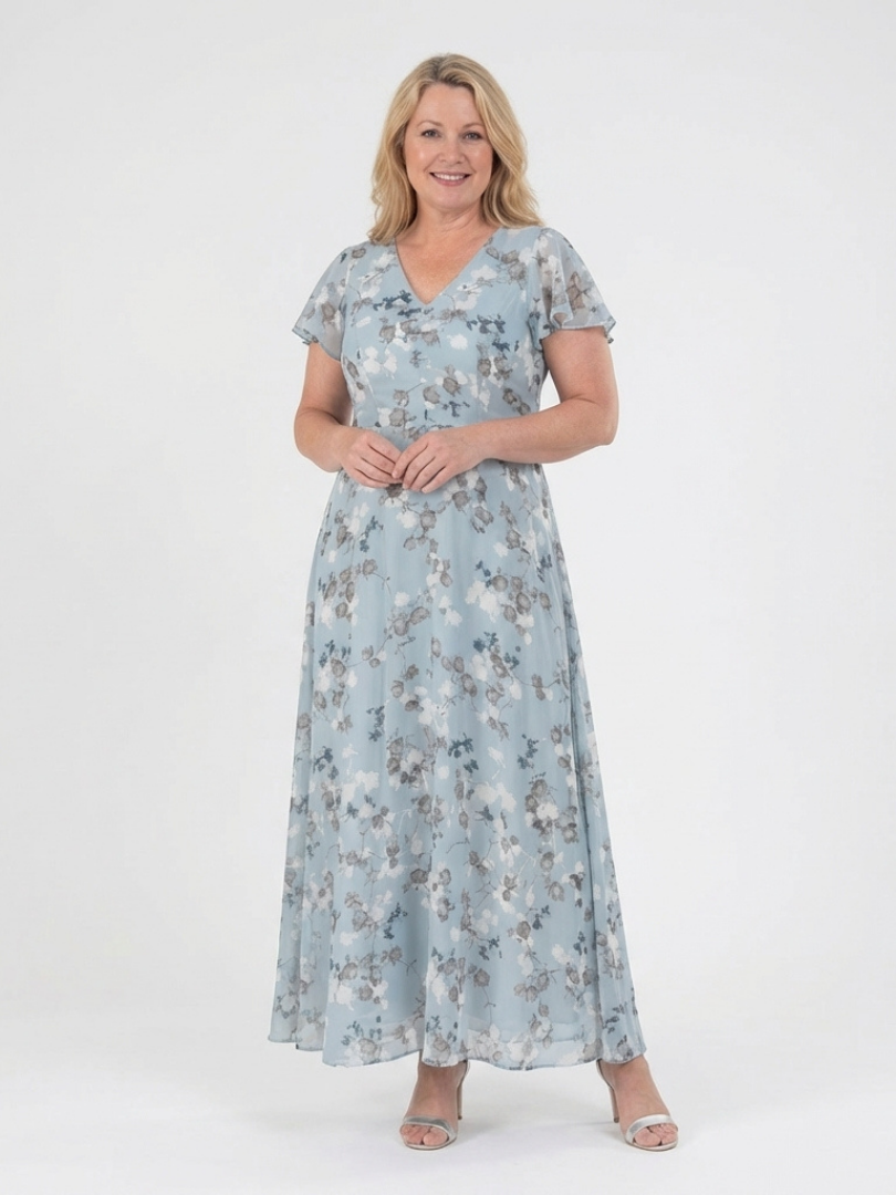 Floral Chiffon Maxi Dress