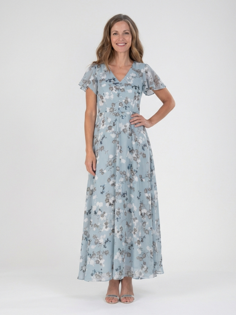 Floral Chiffon Maxi Dress