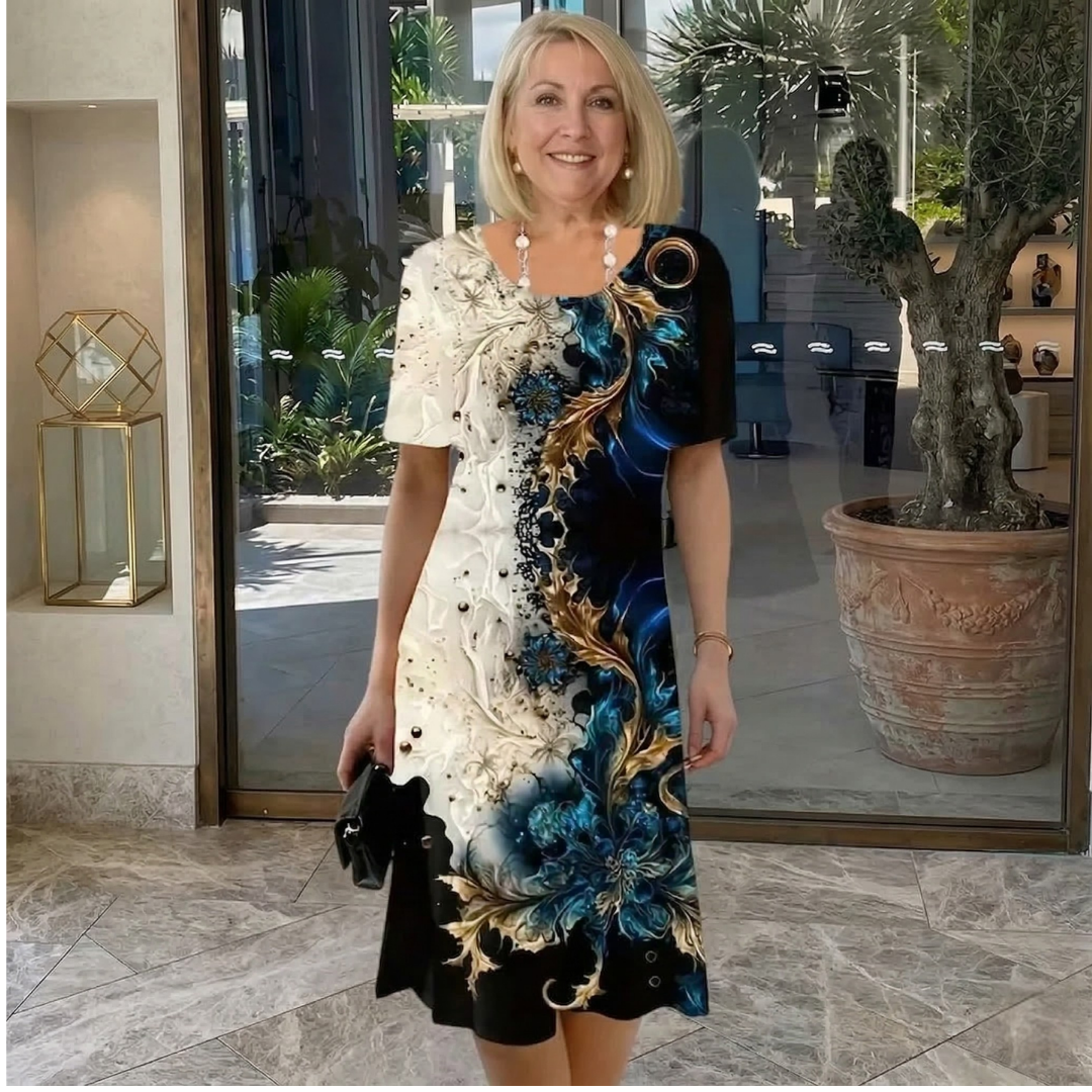 Artistic Print Midi Dress