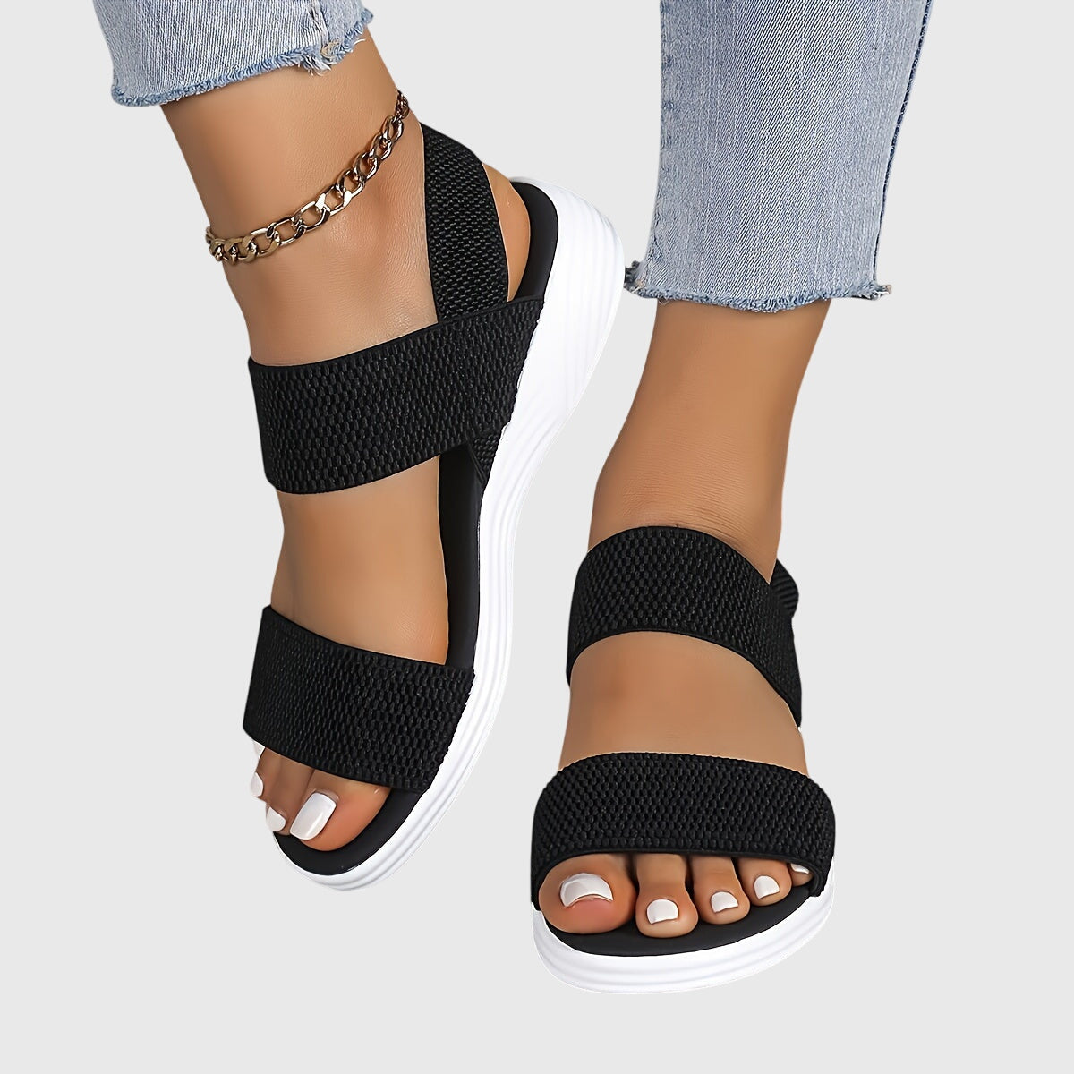 Chic Elastic Strap Sandals