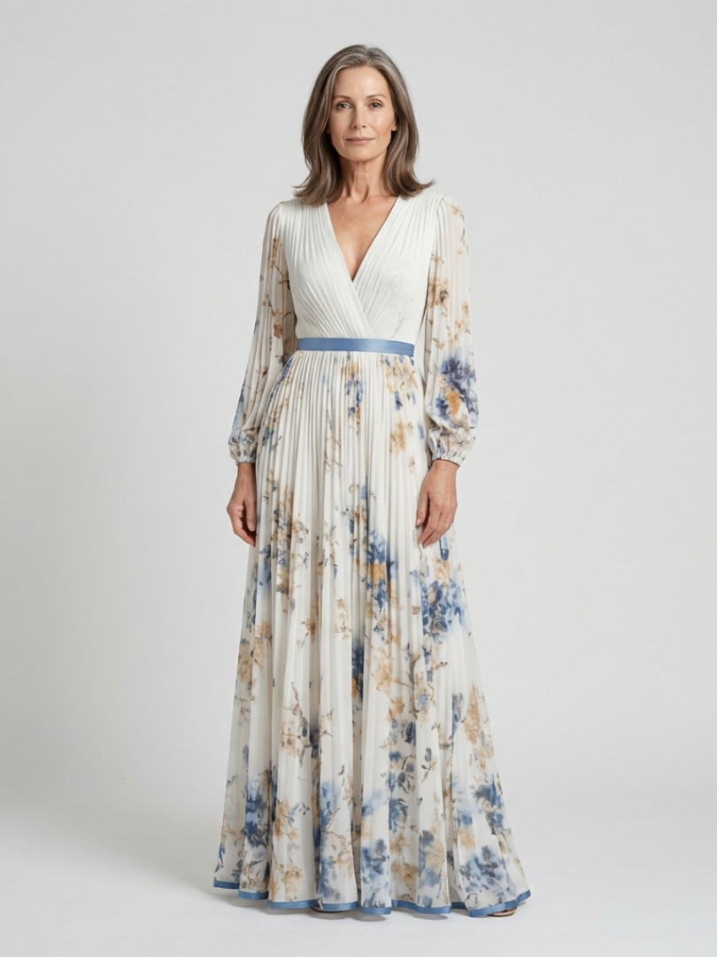 Floral Contrast Maxi Dress