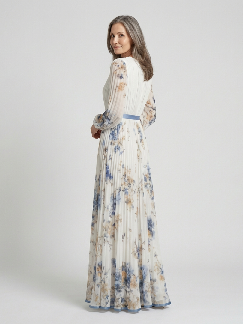 Floral Contrast Maxi Dress