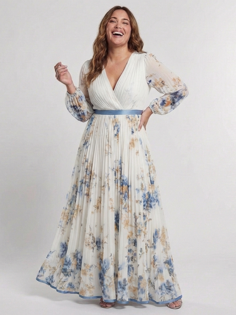 Floral Contrast Maxi Dress