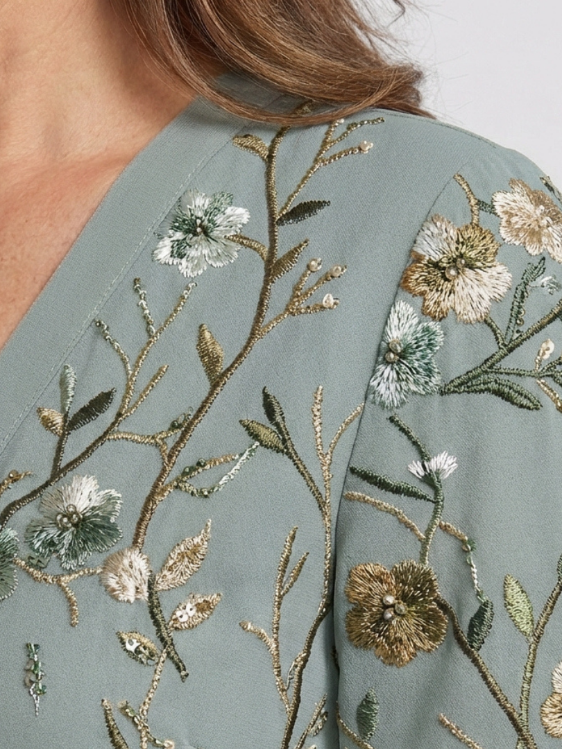 Embroidered Mesh Maxi Dress